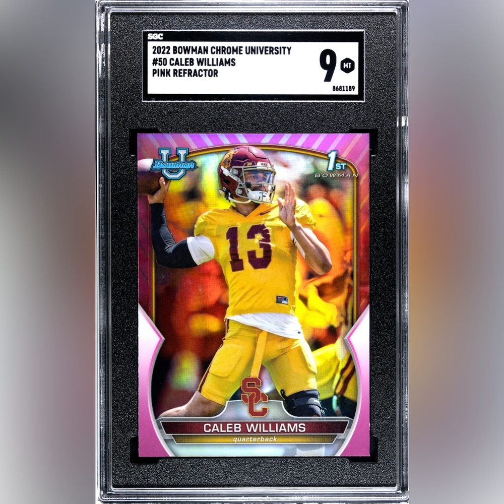 2022 Bowman Chrome U - Caleb Williams Pink Refractor 1st Bowman SGC 9